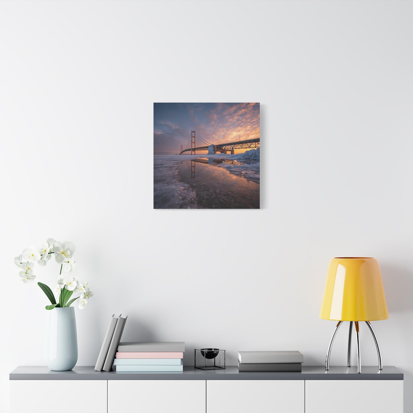 Framed Canvas Wall Art, Stunning Michigan Bridge, Home Decor, Gift for Art Lovers, Modern Aesthetic, Nature Photography