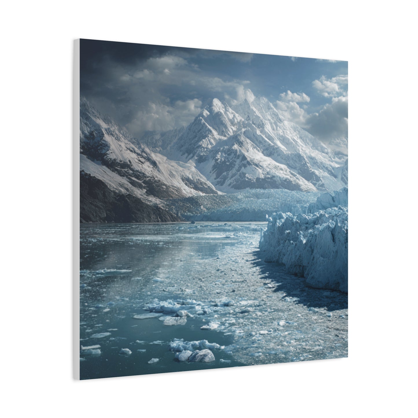 Stretched Canvas Art Print - Serene Glacier Landscape, Wall Decor, Nature Artwork, Gift for Nature Lovers, Home Décor, Winter Scene