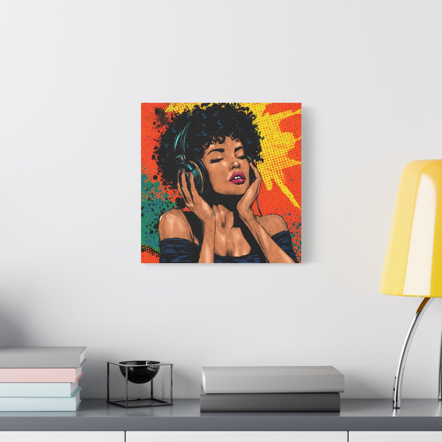 Vibrant Canvas Wall Art, Pop Art Painting, Music Lover