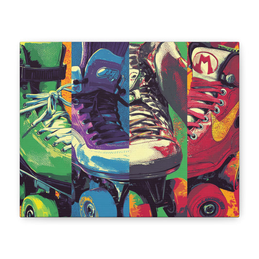 Colorful Roller Skate Canvas Wall Art, Retro Skate Decor, Vintage Sports Art, Gift for Skaters, Fun Home Decoration
