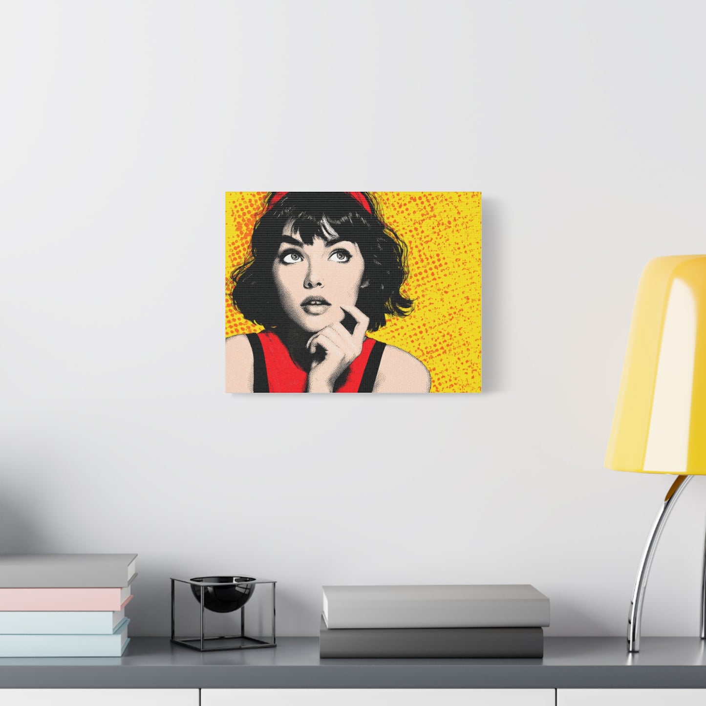 Canvas Print - Pop Art Woman with Black Hair and Red Accents