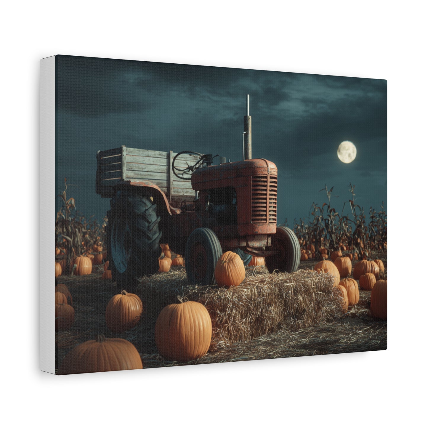 Canvas Print - Tractor in Pumpkin Patch Autumn Scene