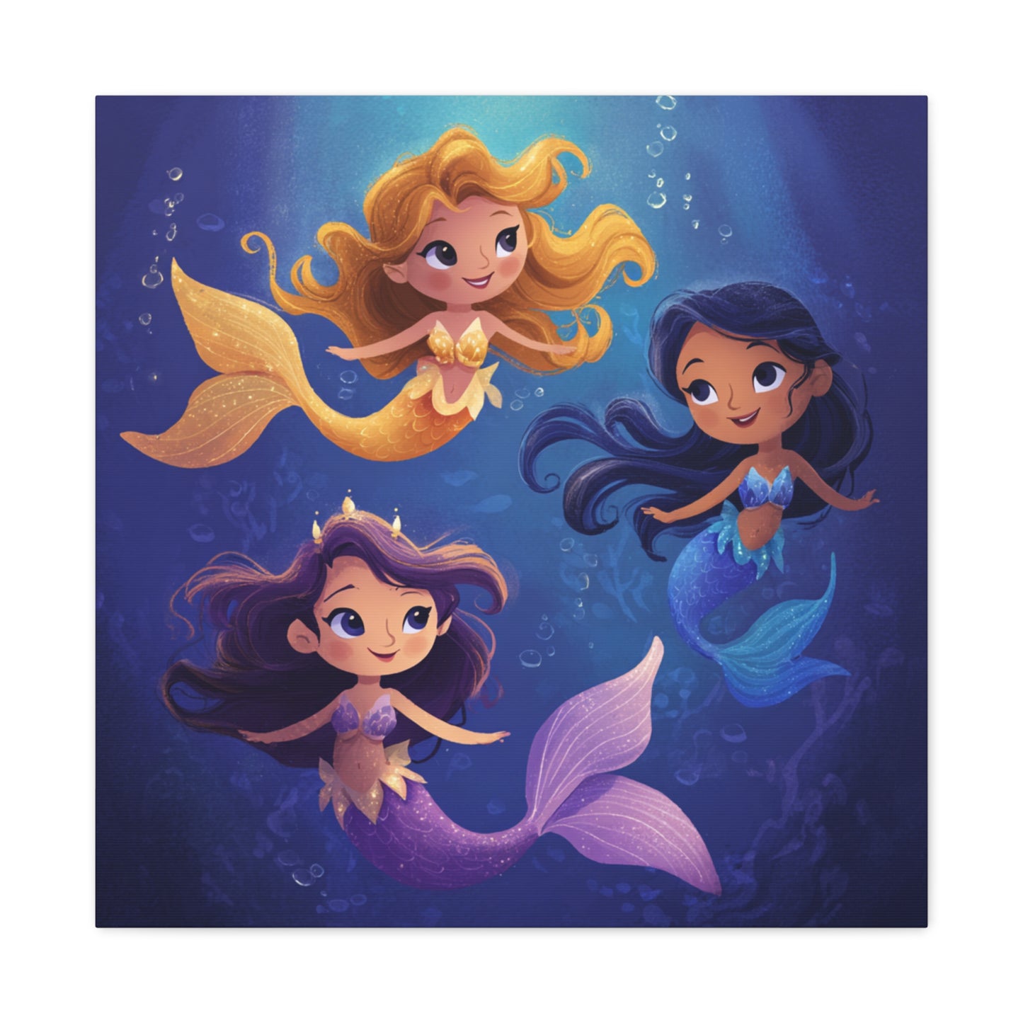 Mermaid Kids' Canvas Print, Whimsical Wall Art for Girls' Rooms, Cute Nursery Decor, Mermaid Theme Bedroom, Magical Birthday Gift