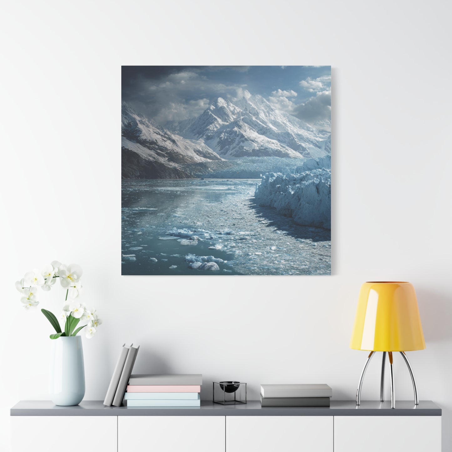 Stretched Canvas Art Print - Serene Glacier Landscape, Wall Decor, Nature Artwork, Gift for Nature Lovers, Home Décor, Winter Scene