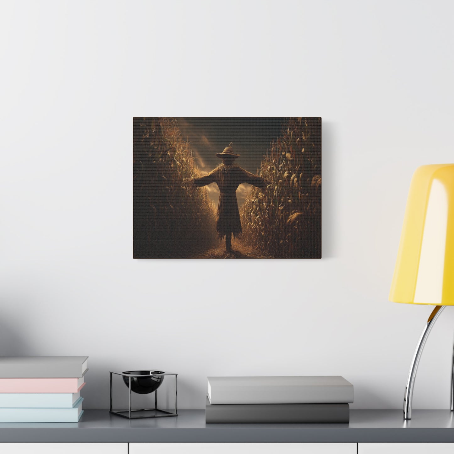 Canvas Print -  Scarecrow in Field - Wall Art Decor - Halloween