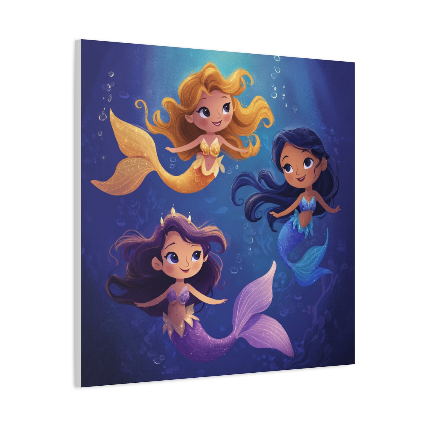 Mermaid Kids' Canvas Print, Whimsical Wall Art for Girls' Rooms, Cute Nursery Decor, Mermaid Theme Bedroom, Magical Birthday Gift