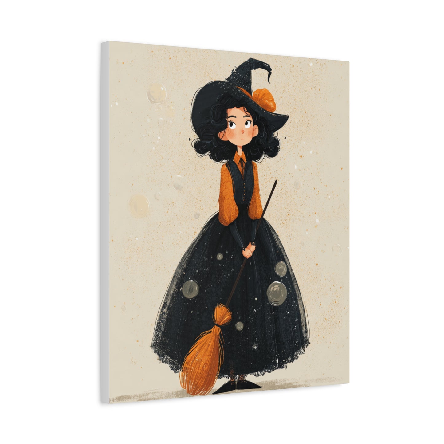 Whimsical Halloween Canvas Art, Decor for Fall, Spooky Season Home Decor, Witch Artwork, Gift for Witch Lovers, Cute Black Hat Art