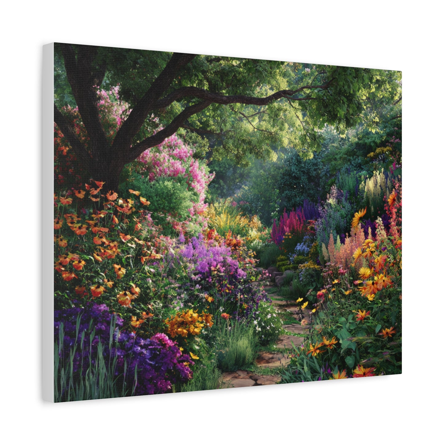 Vibrant Garden Canvas Art, Nature Wall Decor, Floral Home Accent, Landscape Print, Botanical Artwork for Any Room