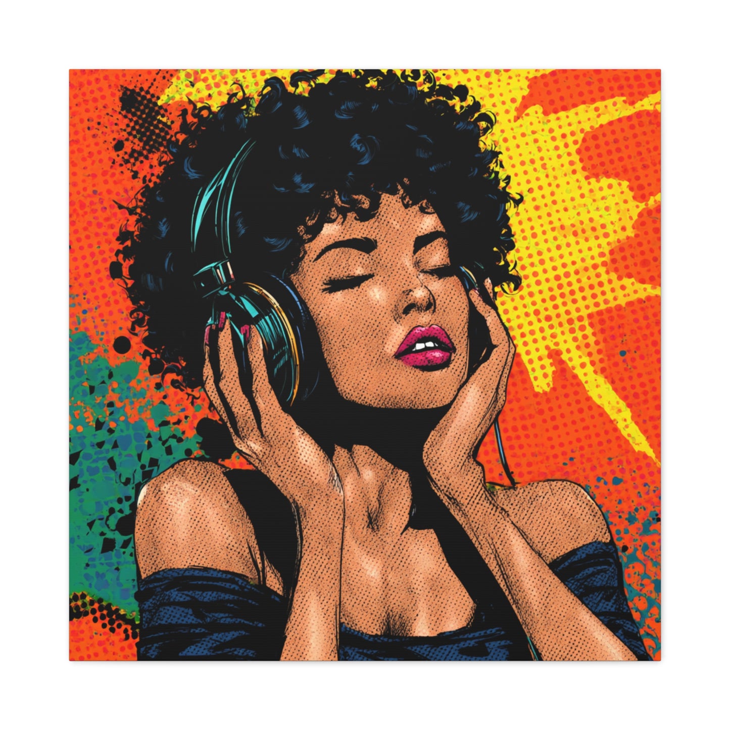 Vibrant Canvas Wall Art, Pop Art Painting, Music Lover