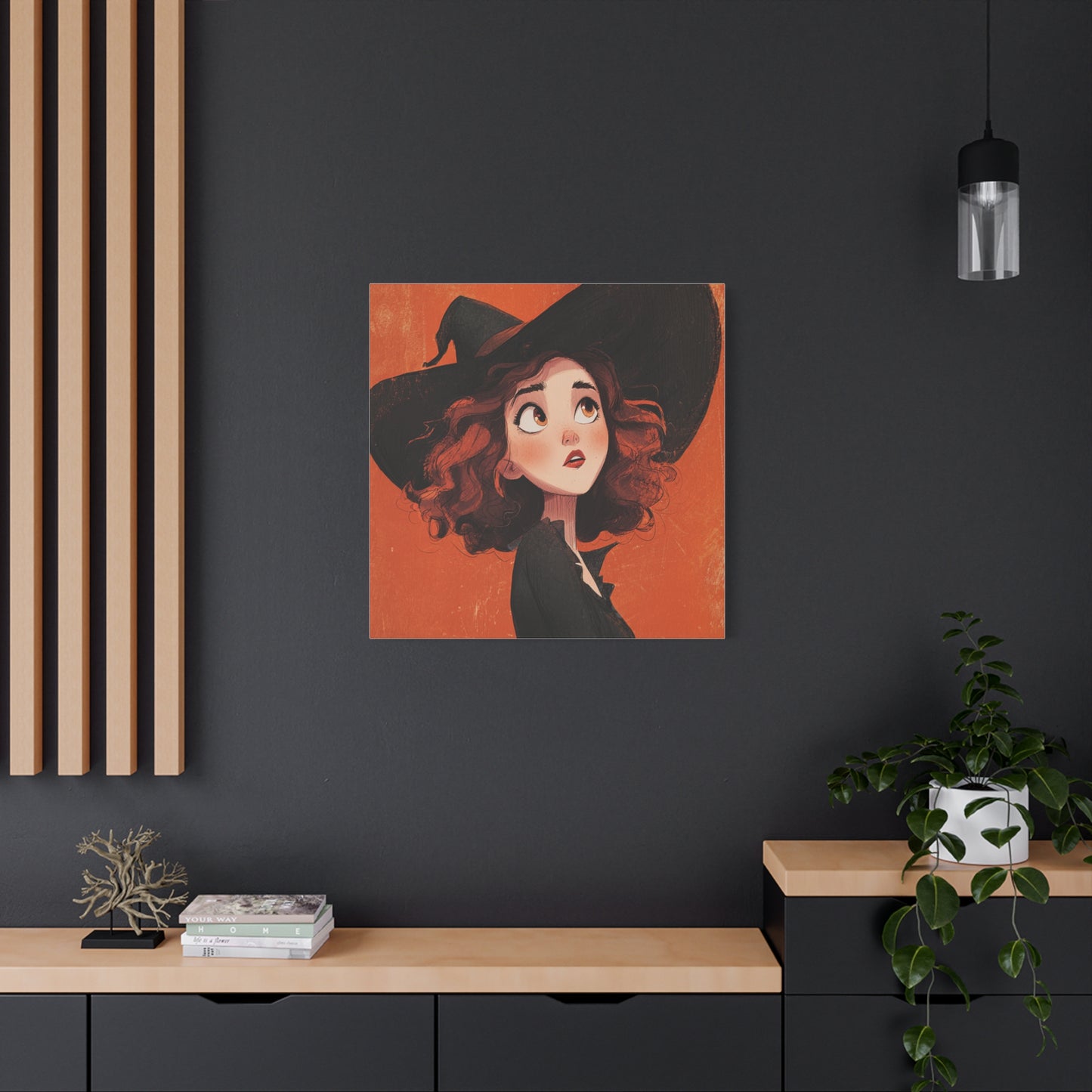 Whimsical Witch Canvas Print, Halloween Decor, Art for Home, Gift for Witches, Fall Wall Art, Magic Lover's Gift