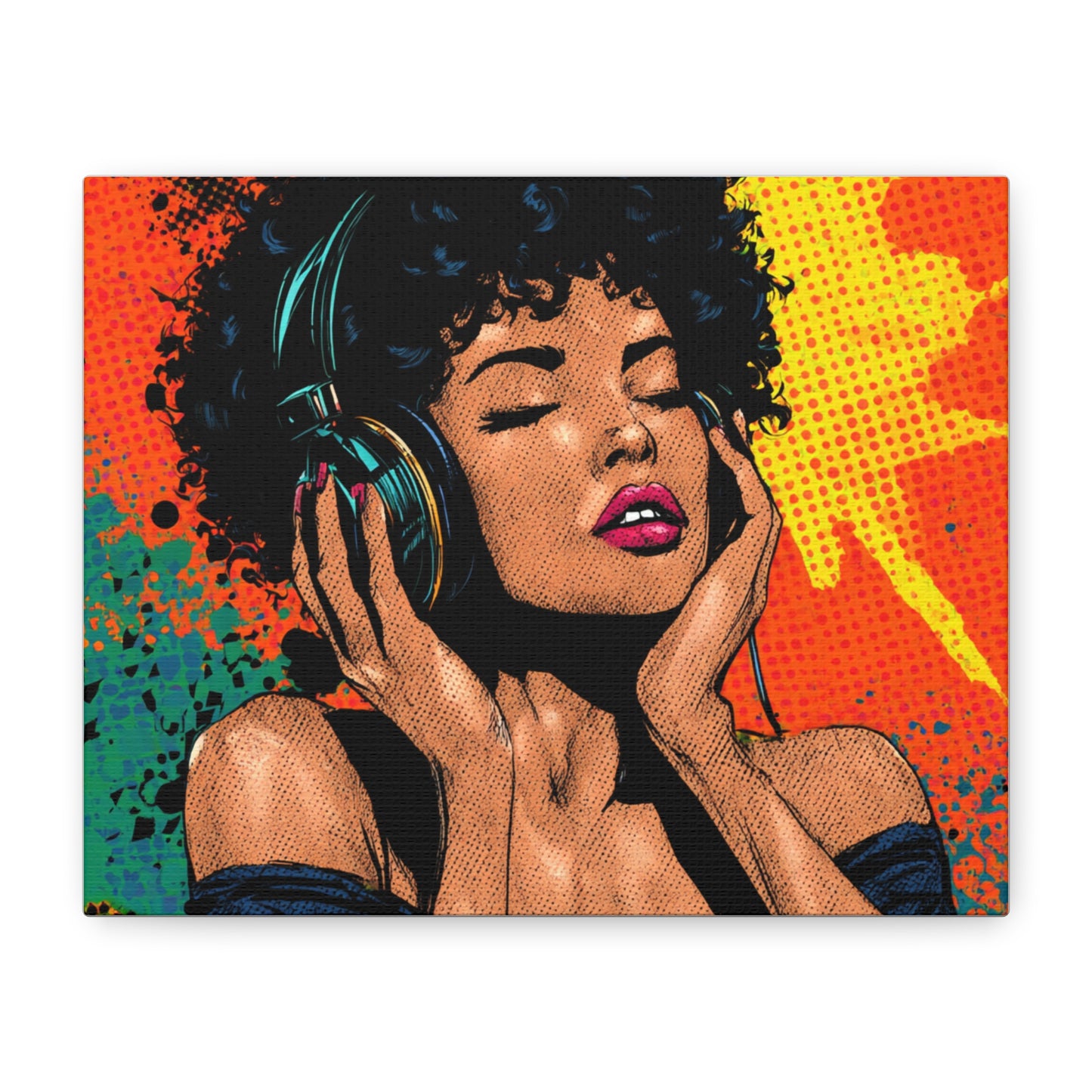 Vibrant Canvas Wall Art, Pop Art Painting, Music Lover
