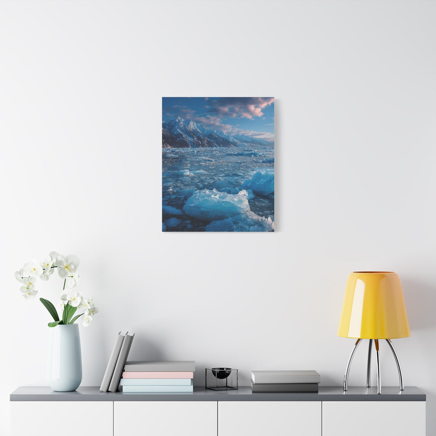 Serene Blue Glacier Canvas Wall Art, Landscape Decor, Home Serenity, Nature Prints for Living Room, Office, Gift Ideas