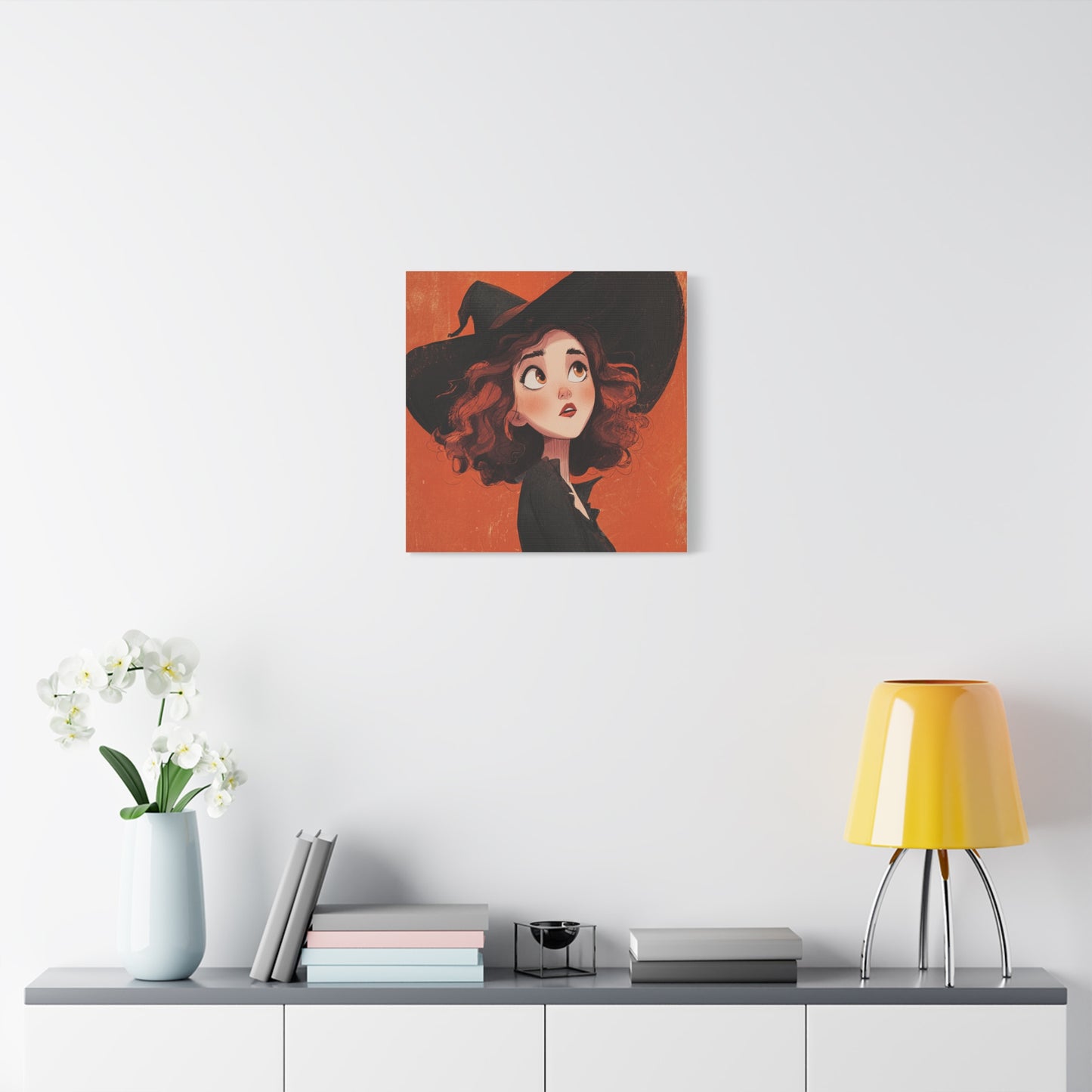 Whimsical Witch Canvas Print, Halloween Decor, Art for Home, Gift for Witches, Fall Wall Art, Magic Lover's Gift
