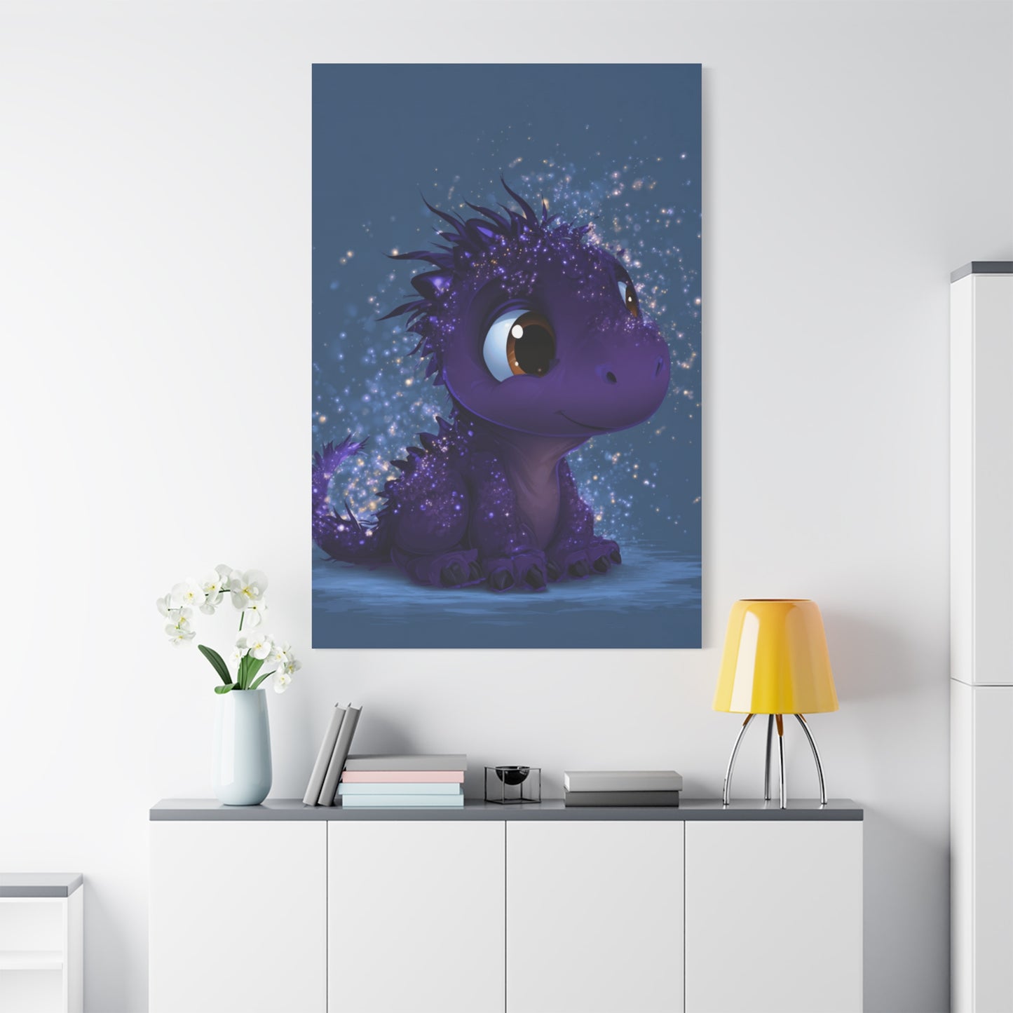 Whimsical Dragon Canvas Art, Cute Nursery Decor, Fantasy Wall Decor, Kids Room Art, Magical Home Gift, Birthday Gift