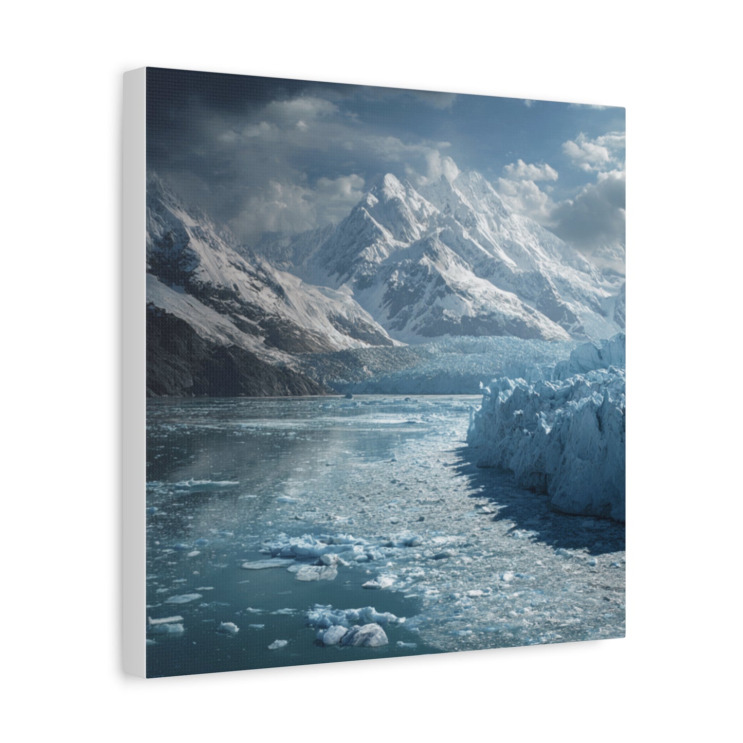 Stretched Canvas Art Print - Serene Glacier Landscape, Wall Decor, Nature Artwork, Gift for Nature Lovers, Home Décor, Winter Scene