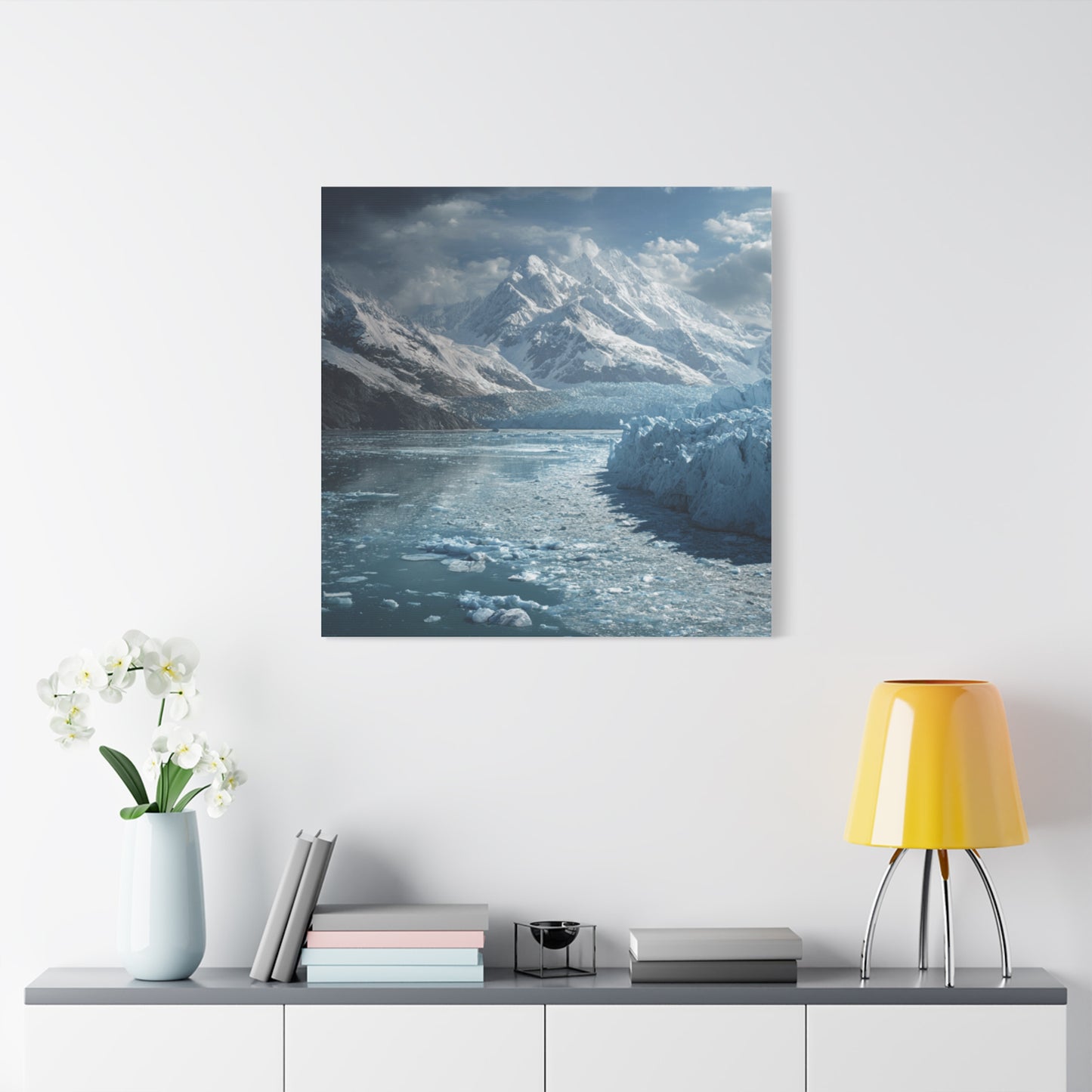 Stretched Canvas Art Print - Serene Glacier Landscape, Wall Decor, Nature Artwork, Gift for Nature Lovers, Home Décor, Winter Scene