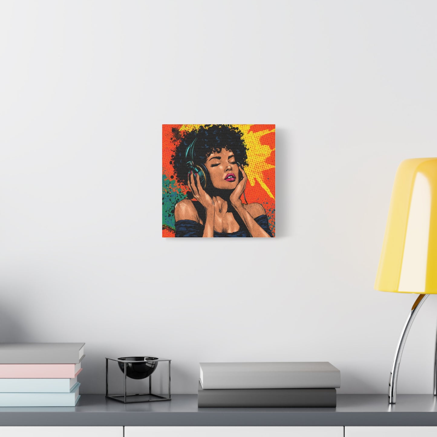 Vibrant Canvas Wall Art, Pop Art Painting, Music Lover