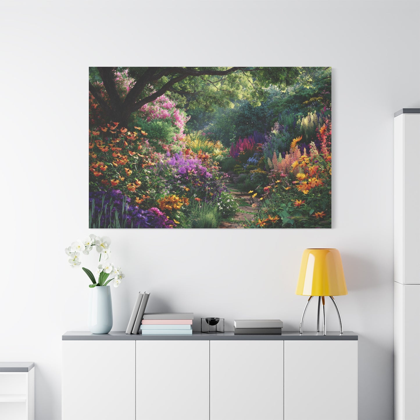 Vibrant Garden Canvas Art, Nature Wall Decor, Floral Home Accent, Landscape Print, Botanical Artwork for Any Room