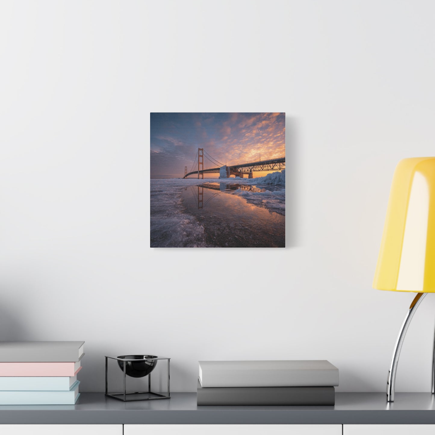 Framed Canvas Wall Art, Stunning Michigan Bridge, Home Decor, Gift for Art Lovers, Modern Aesthetic, Nature Photography