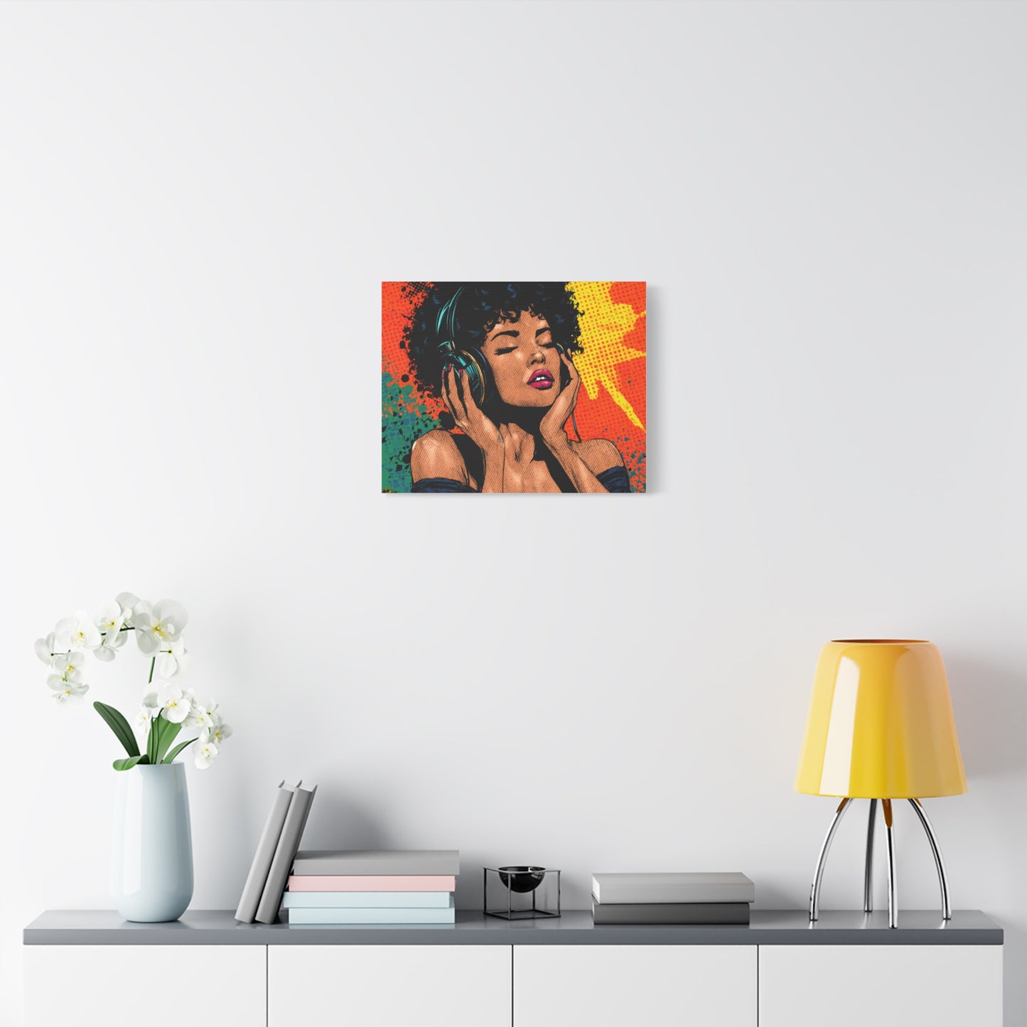 Vibrant Canvas Wall Art, Pop Art Painting, Music Lover