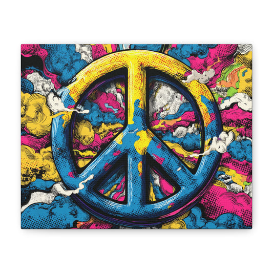Vibrant Peace Canvas Wall Art, Colorful Home Decor, Modern Artwork, Boho Wall Hanging, Gift for Peace Lovers, Psychedelic Decor