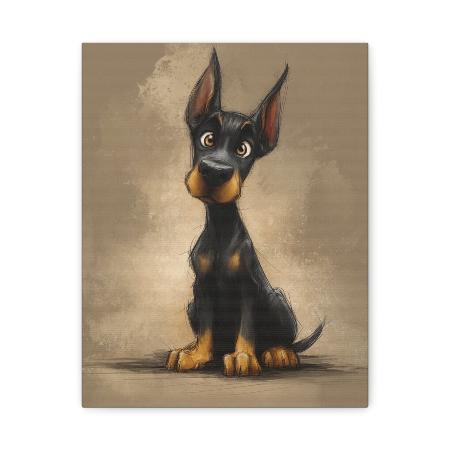 Cute Dog Art Canvas Print, Stretched Dog Wall Decor, Pet Lover Gift, Home Decor for Dog Owners, Animal Portrait, Dog Mom Gift