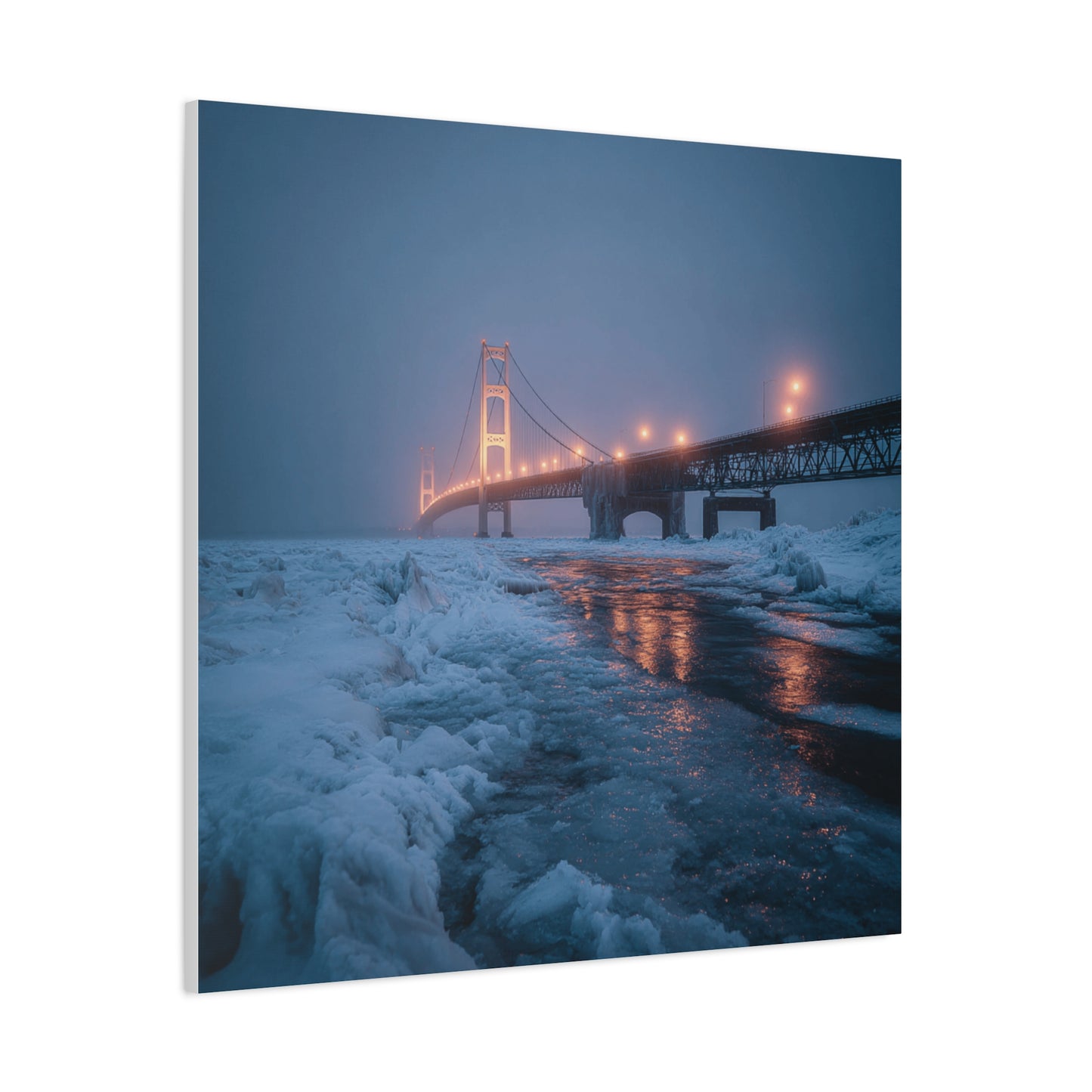 Winter Bridge Canvas Print, Decorative Wall Art, Home Decor, Framed Landscape, Gift for Nature Lovers, Contemporary Art