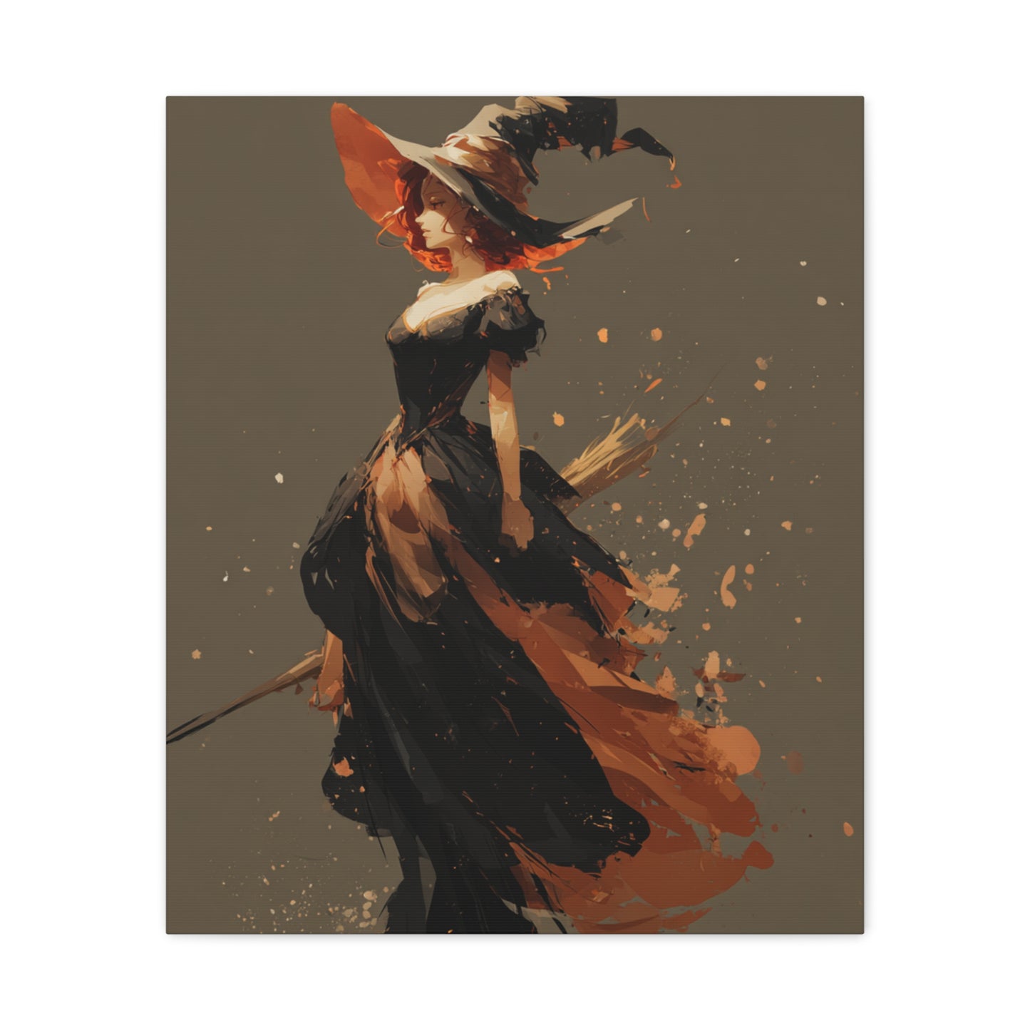 Witch Art Canvas Wall Decor, Magical Witch Painting, Halloween Home Decor, Modern Art Print, Witchcraft Wall Art