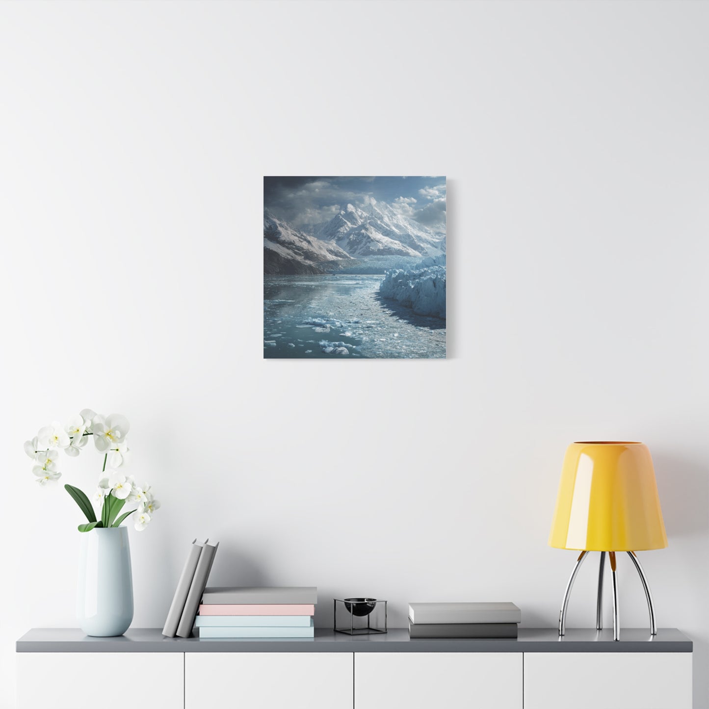 Stretched Canvas Art Print - Serene Glacier Landscape, Wall Decor, Nature Artwork, Gift for Nature Lovers, Home Décor, Winter Scene