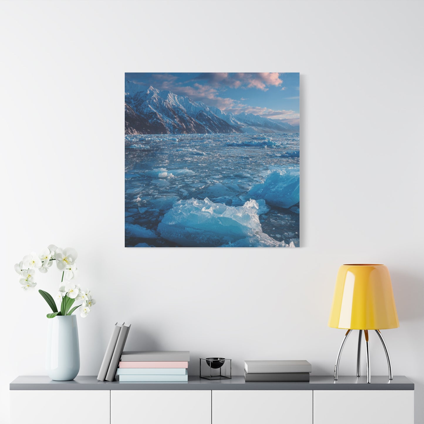 Serene Blue Glacier Canvas Wall Art, Landscape Decor, Home Serenity, Nature Prints for Living Room, Office, Gift Ideas