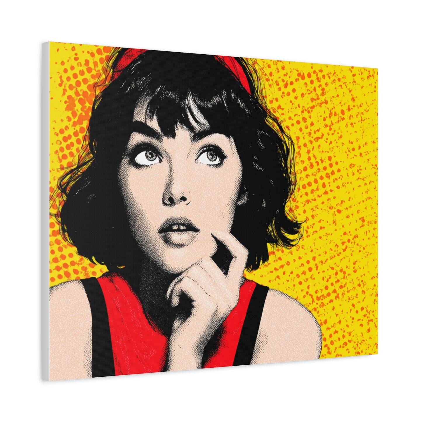 Canvas Print - Pop Art Woman with Black Hair and Red Accents