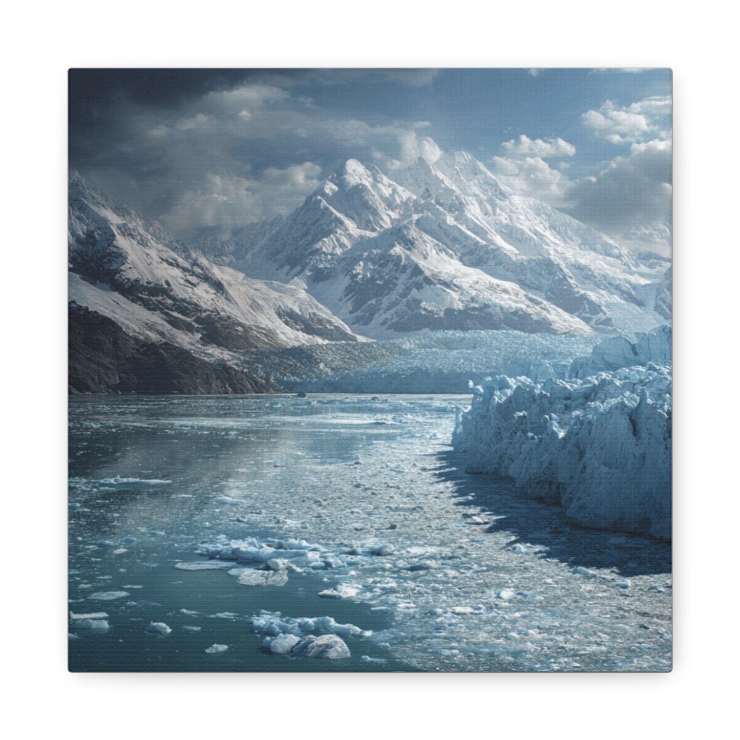 Stretched Canvas Art Print - Serene Glacier Landscape, Wall Decor, Nature Artwork, Gift for Nature Lovers, Home Décor, Winter Scene