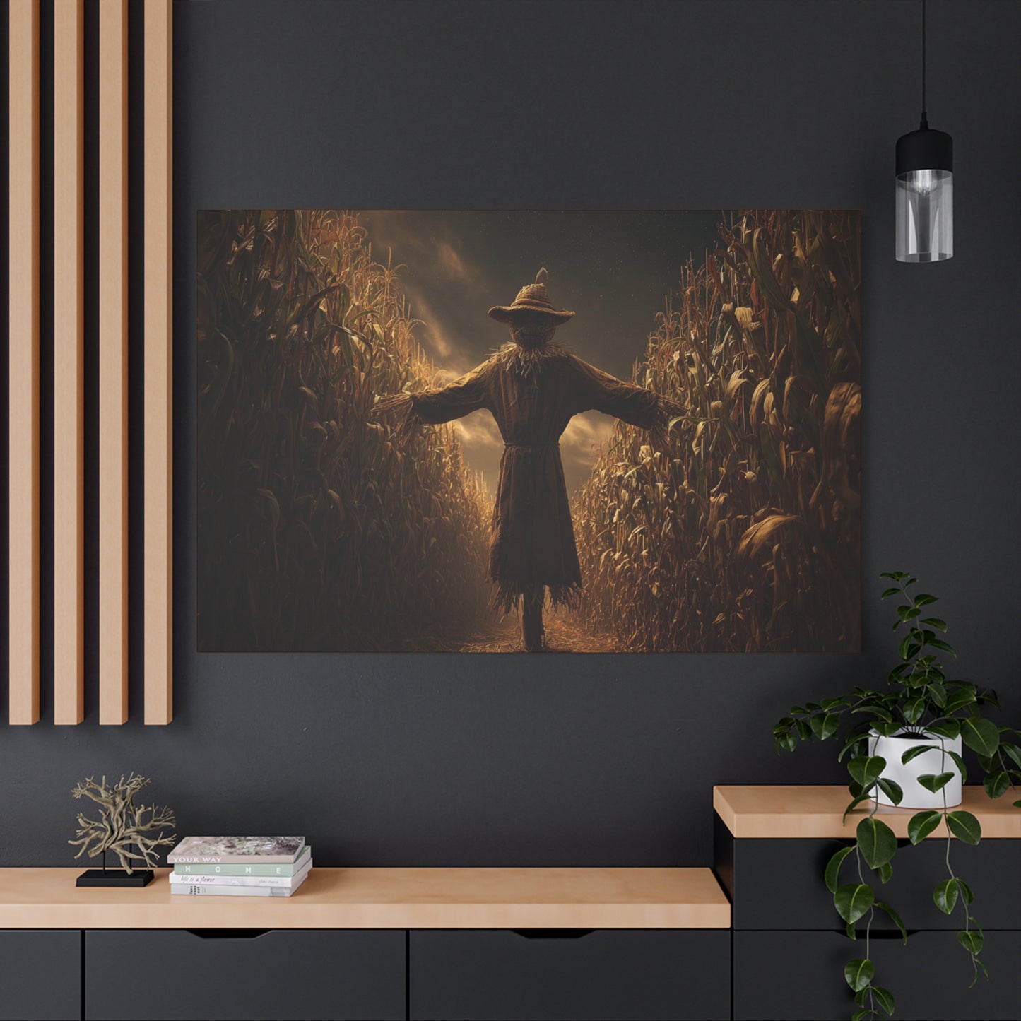 Canvas Print -  Scarecrow in Field - Wall Art Decor - Halloween