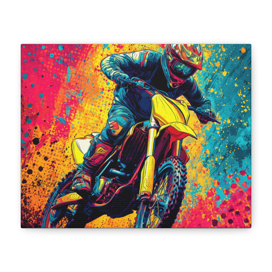 Vibrant Motocross Canvas Art, Perfect for Sports Enthusiasts, Wall Decor, Gift for Bikers, Home or Office Decoration