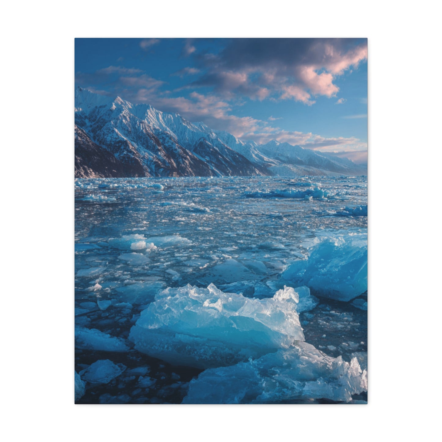 Serene Blue Glacier Canvas Wall Art, Landscape Decor, Home Serenity, Nature Prints for Living Room, Office, Gift Ideas