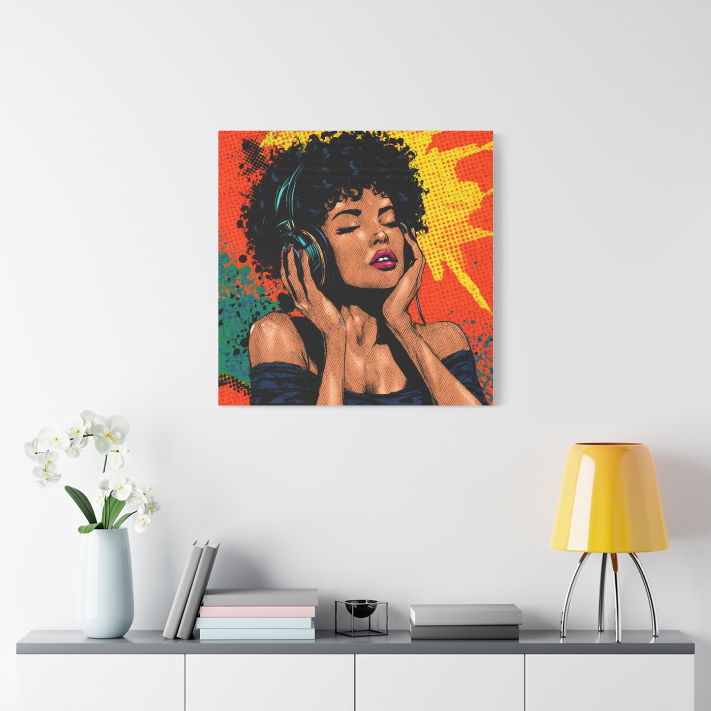 Vibrant Canvas Wall Art, Pop Art Painting, Music Lover