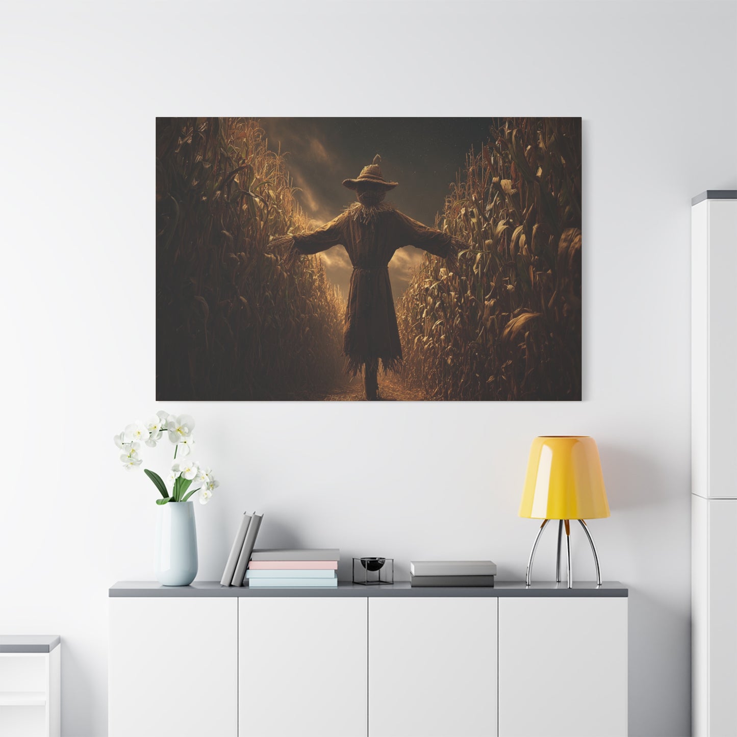 Canvas Print -  Scarecrow in Field - Wall Art Decor - Halloween