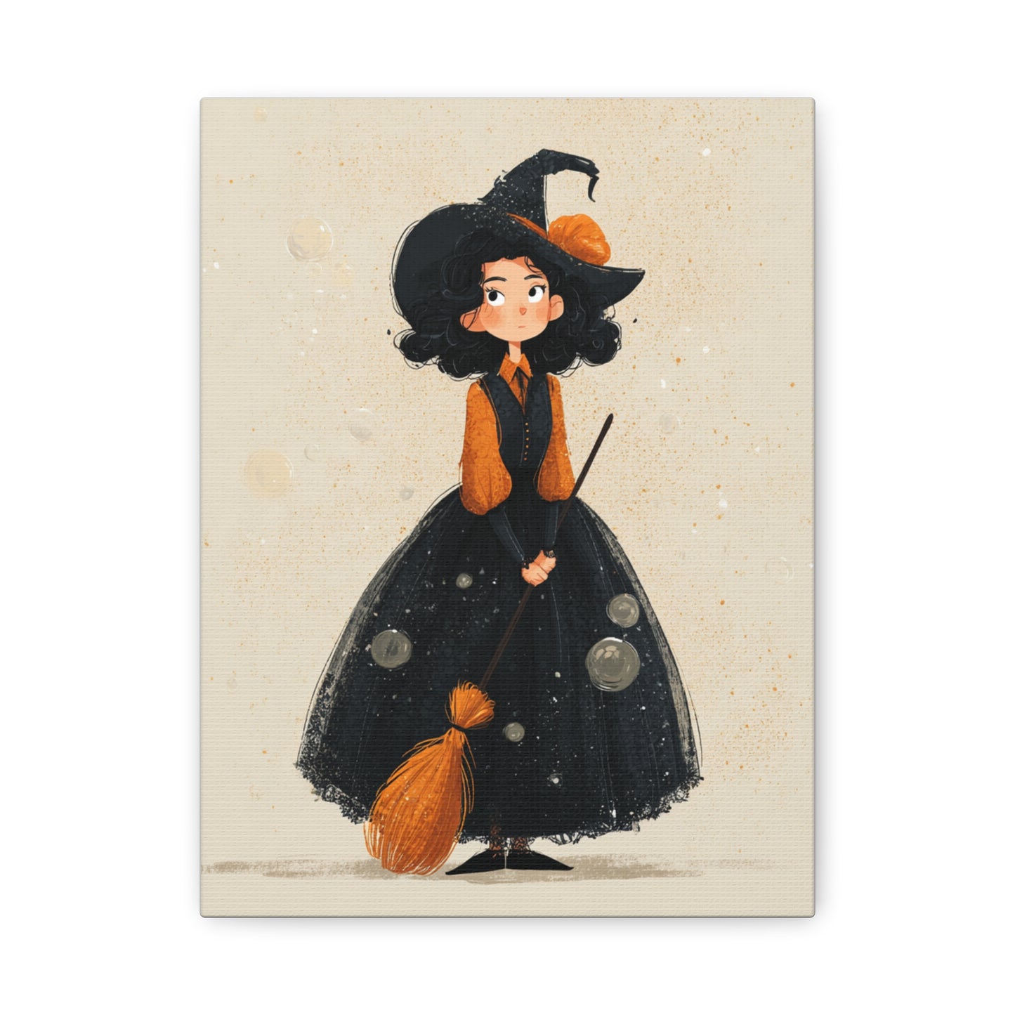 Whimsical Halloween Canvas Art, Decor for Fall, Spooky Season Home Decor, Witch Artwork, Gift for Witch Lovers, Cute Black Hat Art