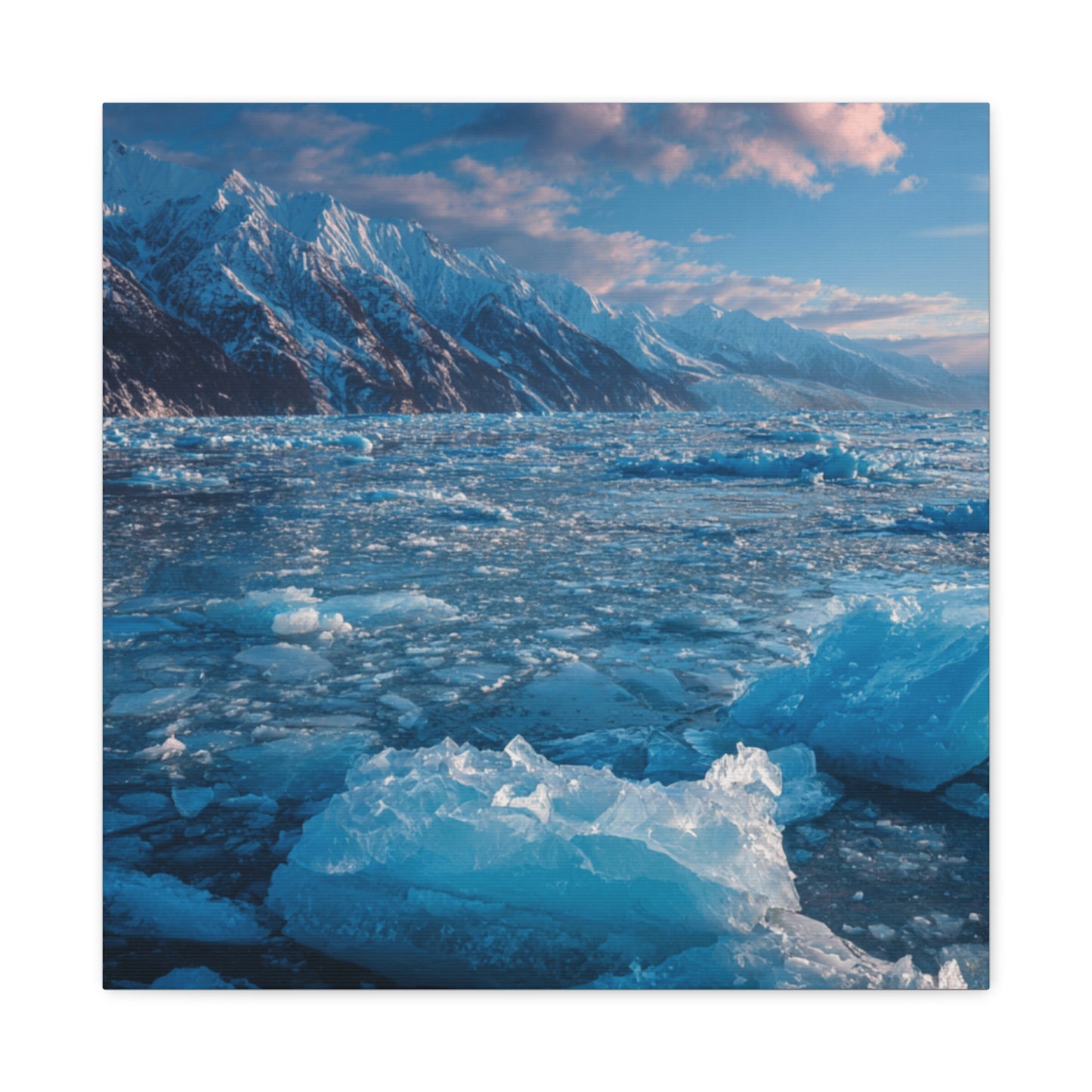 Serene Blue Glacier Canvas Wall Art, Landscape Decor, Home Serenity, Nature Prints for Living Room, Office, Gift Ideas