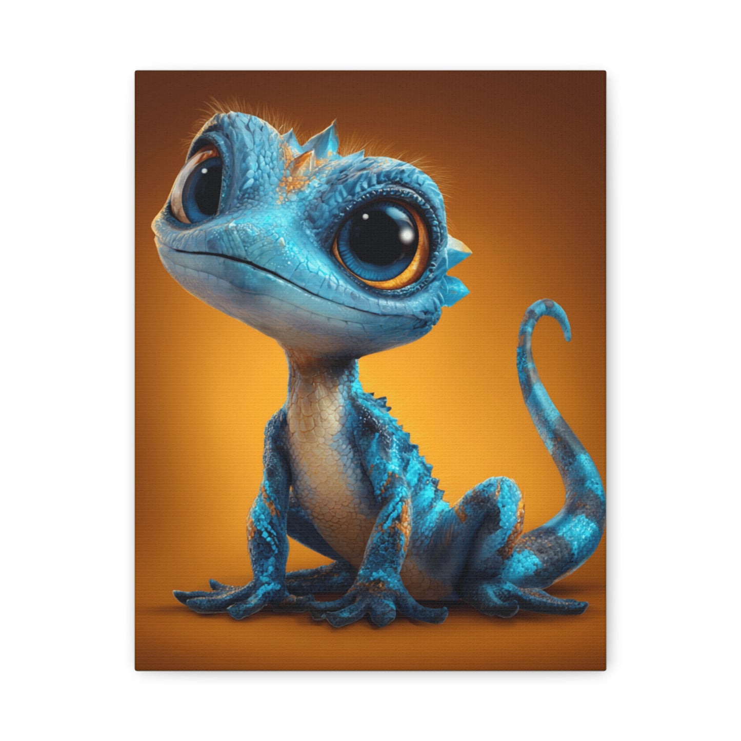 Whimsical Lizard Canvas Art, Cute Animal Decor, Vibrant Wall Art, Children's Room Decoration, Playful Creature Artwork