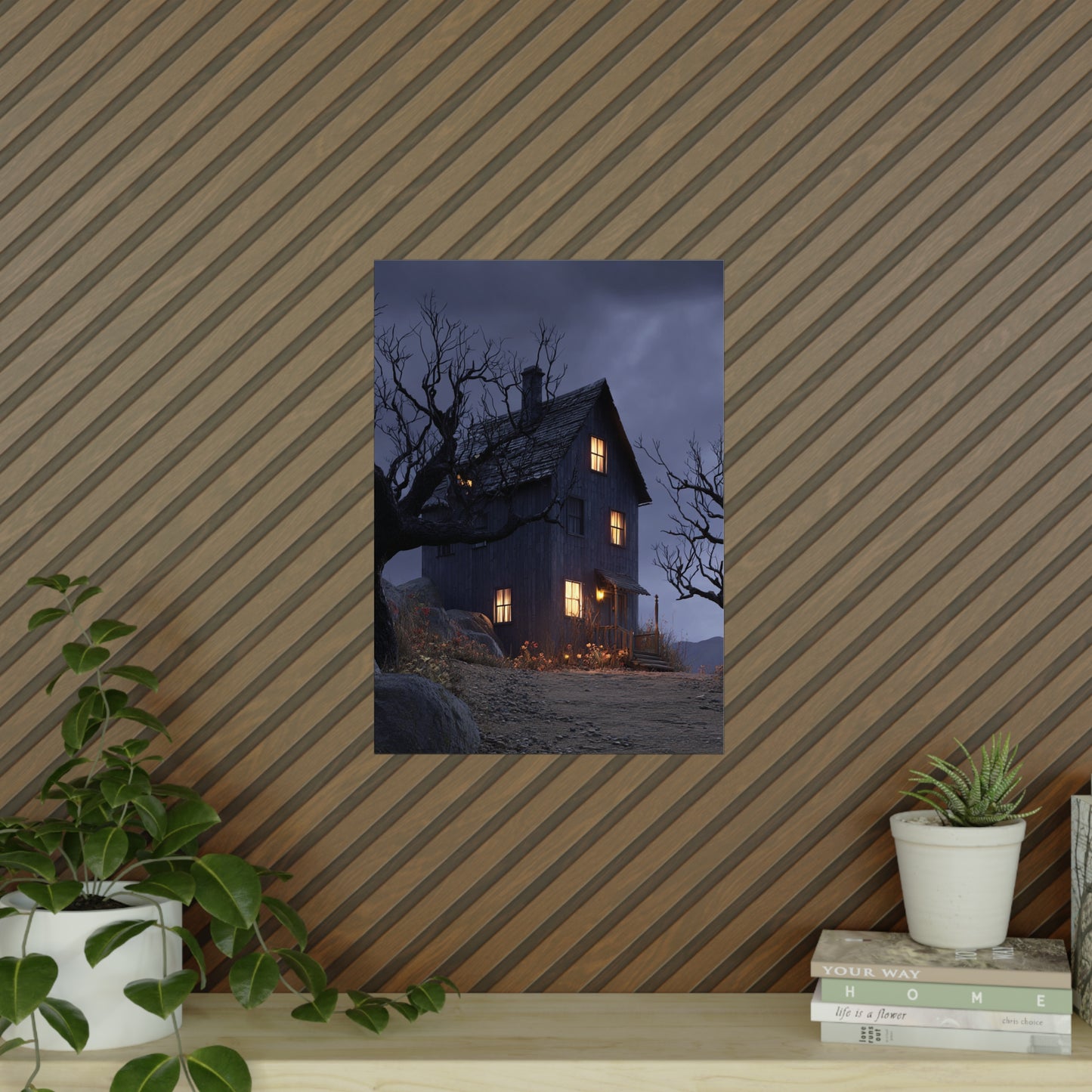 Haunting Home Posters, Dark Aesthetic Wall Art, Cozy Living Room Decor, Spooky Artwork, Halloween Decoration