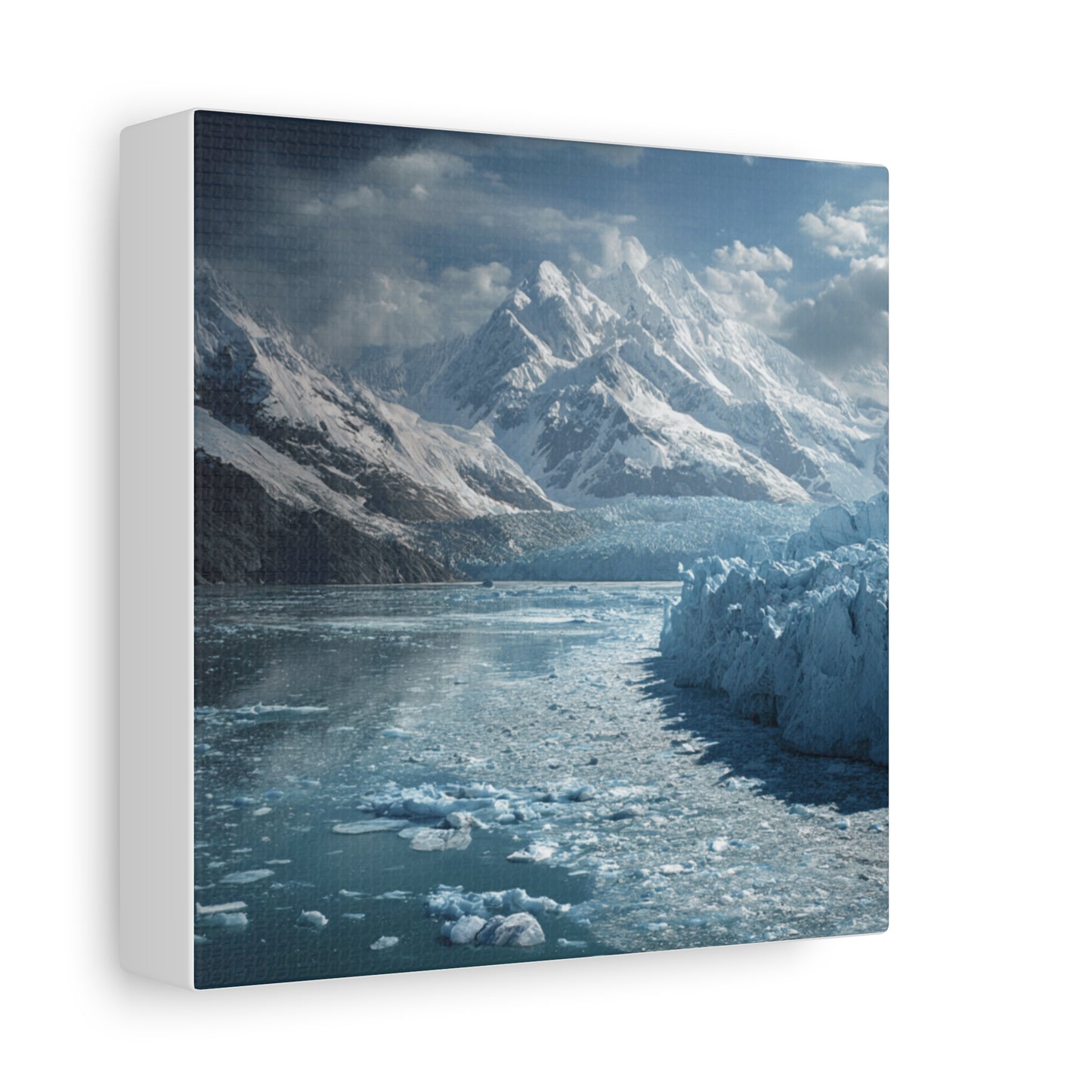 Stretched Canvas Art Print - Serene Glacier Landscape, Wall Decor, Nature Artwork, Gift for Nature Lovers, Home Décor, Winter Scene