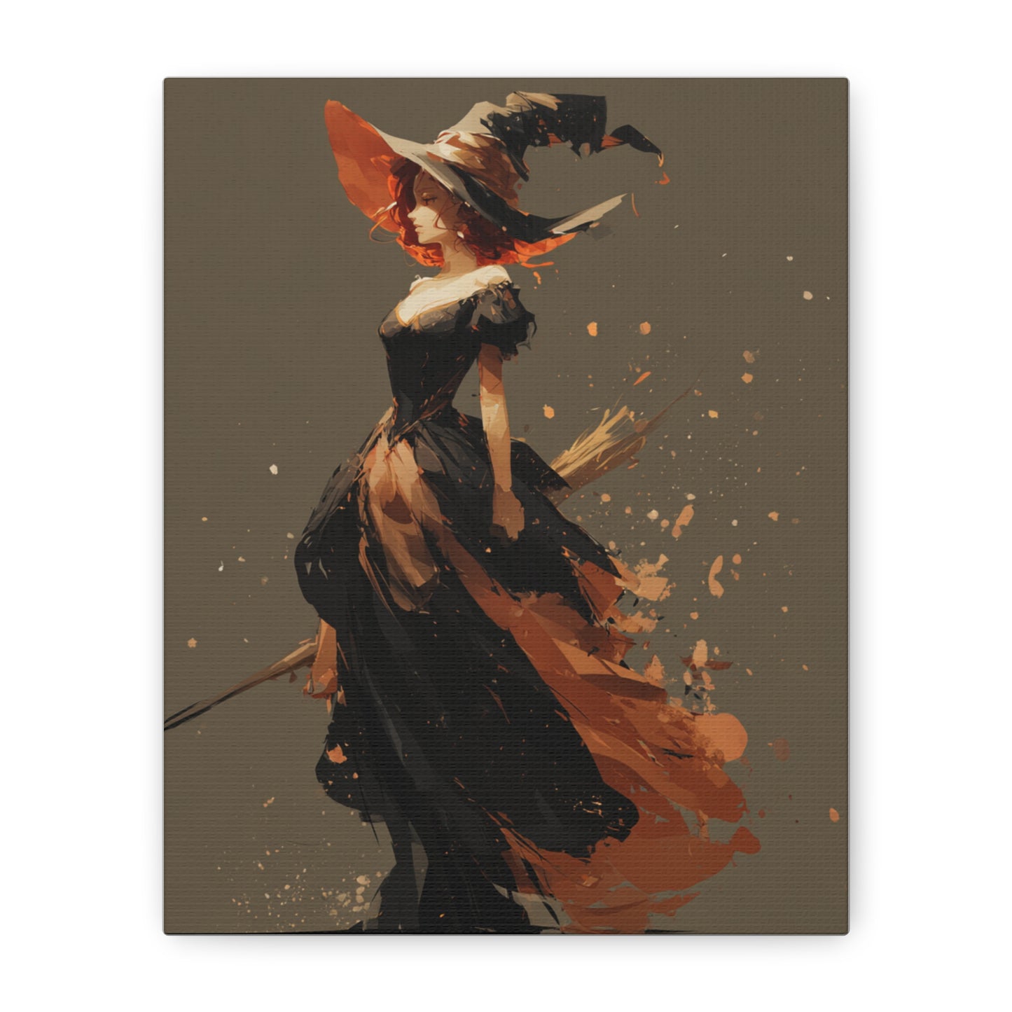 Witch Art Canvas Wall Decor, Magical Witch Painting, Halloween Home Decor, Modern Art Print, Witchcraft Wall Art