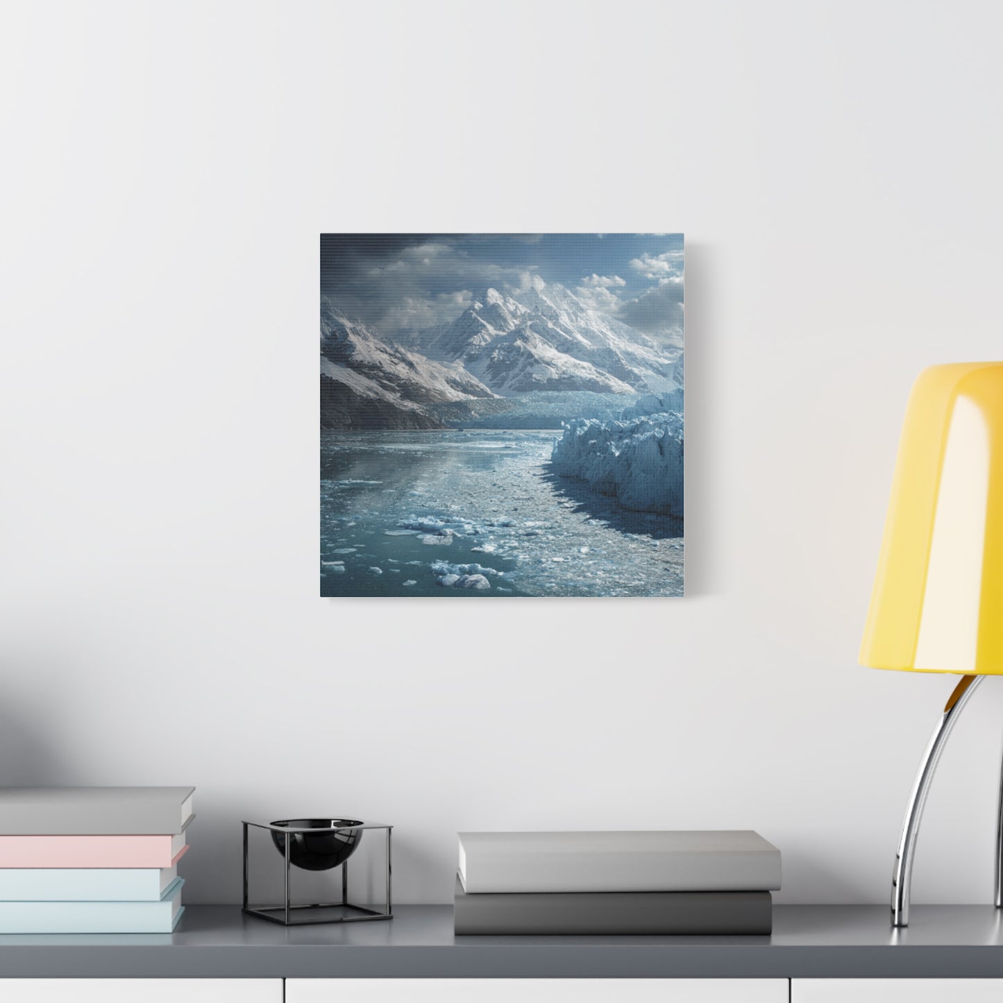 Stretched Canvas Art Print - Serene Glacier Landscape, Wall Decor, Nature Artwork, Gift for Nature Lovers, Home Décor, Winter Scene