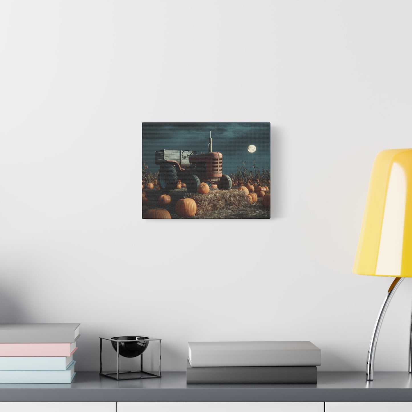 Canvas Print - Tractor in Pumpkin Patch Autumn Scene