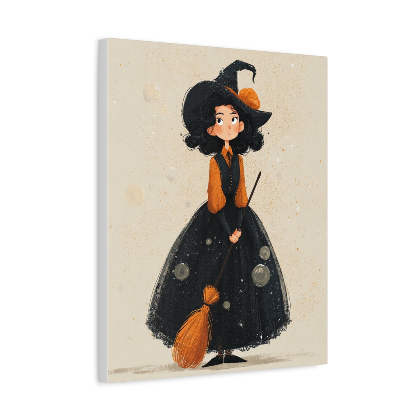 Whimsical Halloween Canvas Art, Decor for Fall, Spooky Season Home Decor, Witch Artwork, Gift for Witch Lovers, Cute Black Hat Art