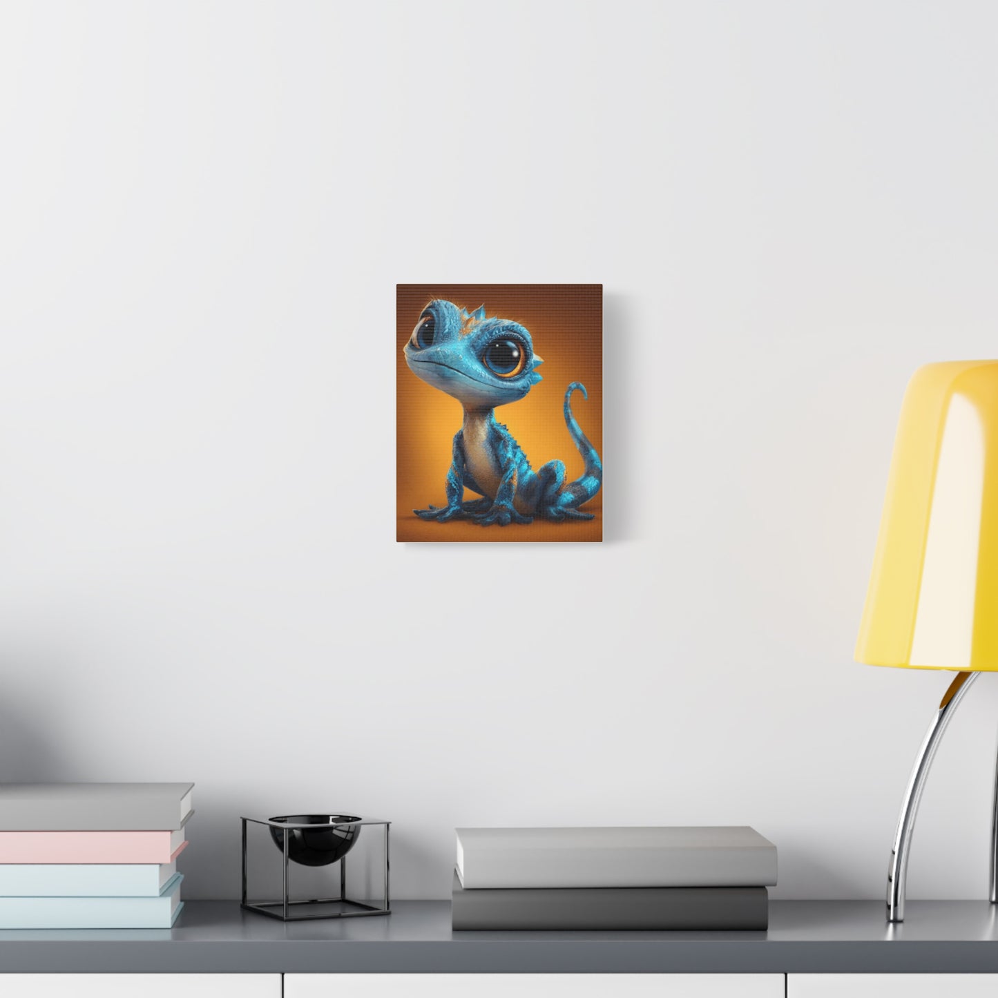 Whimsical Lizard Canvas Art, Cute Animal Decor, Vibrant Wall Art, Children's Room Decoration, Playful Creature Artwork