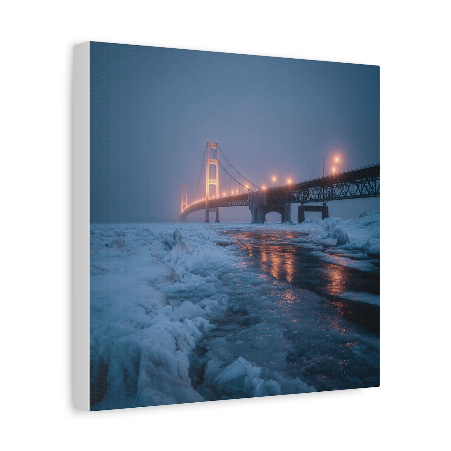 Winter Bridge Canvas Print, Decorative Wall Art, Home Decor, Framed Landscape, Gift for Nature Lovers, Contemporary Art