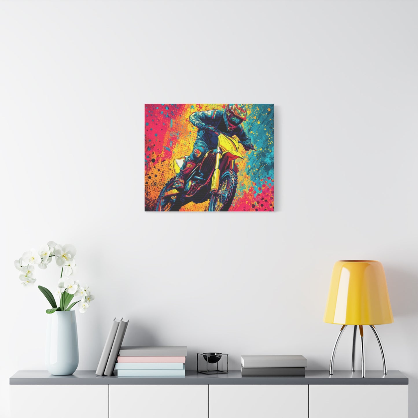 Vibrant Motocross Canvas Art, Perfect for Sports Enthusiasts, Wall Decor, Gift for Bikers, Home or Office Decoration