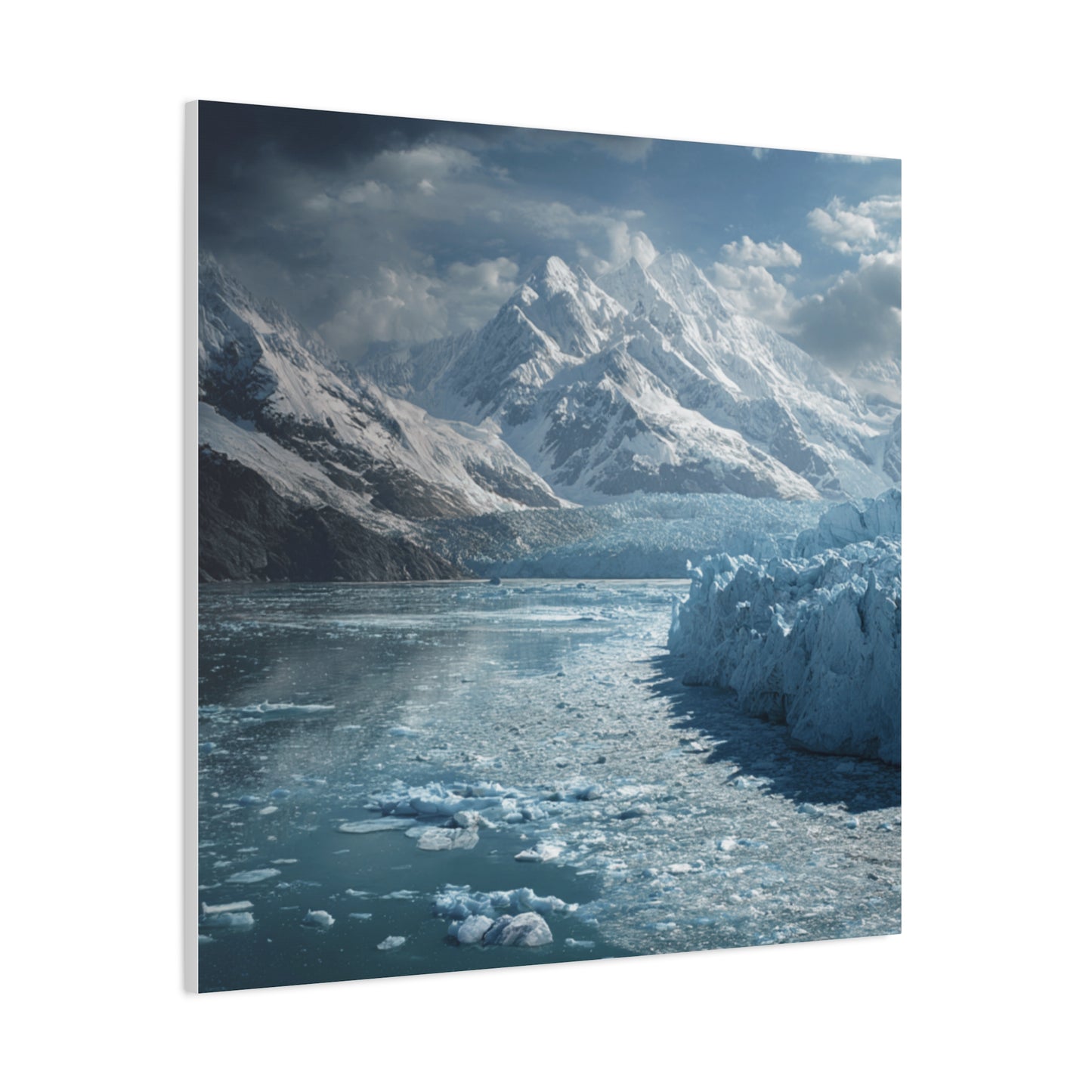Stretched Canvas Art Print - Serene Glacier Landscape, Wall Decor, Nature Artwork, Gift for Nature Lovers, Home Décor, Winter Scene